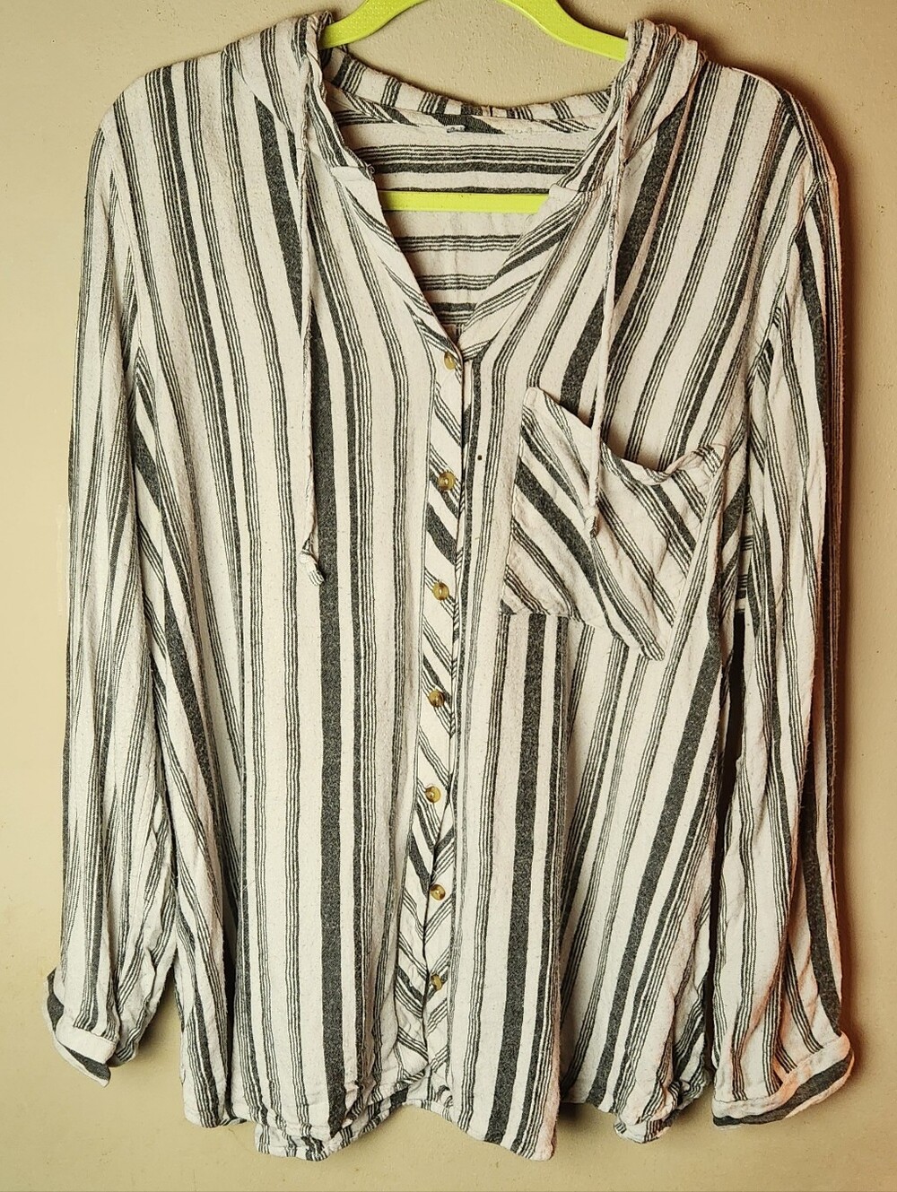 Unisex Button Up Lounge/Beach Hooded Shirt